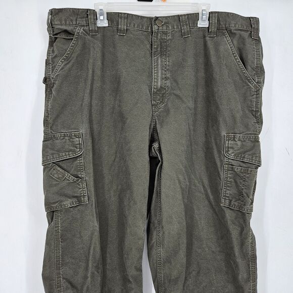 Carhartt Cargo Pants Mens 44 x 34 Dungaree Fit Dark Olive Work Carpenter - Picture 2 of 13